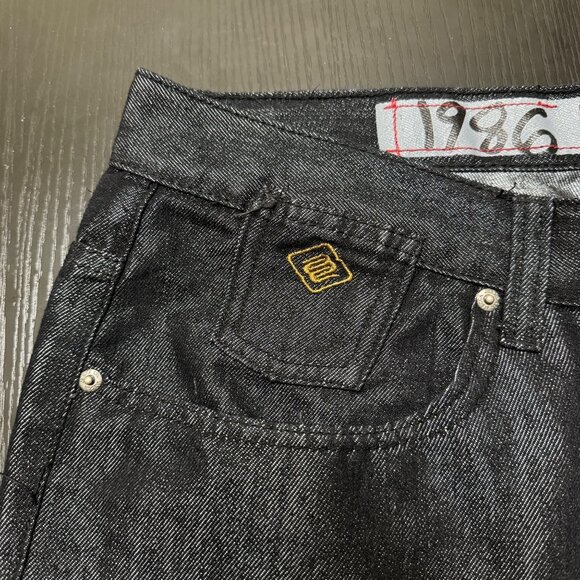 Vintage Mecca Jean Shorts Men's 36 Black Denim Jorts Wide Leg Skater Baggy Y2K - Picture 6 of 12